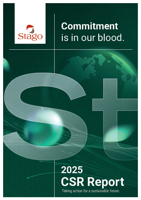 Cover of the Stago 2025 CSR report 